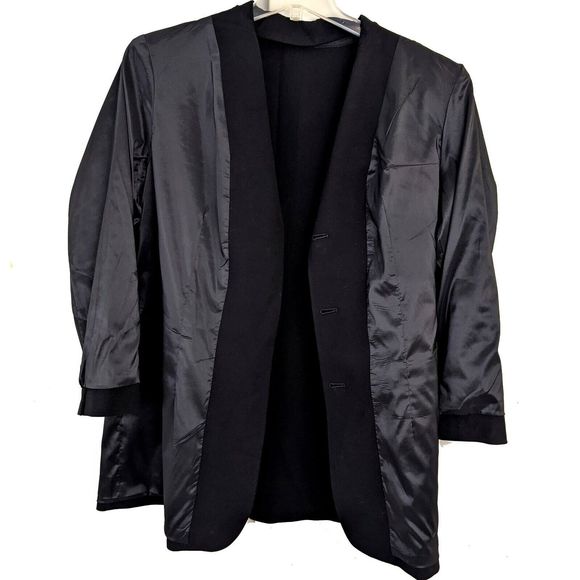 Vintage DKNY Black Rayon Blend Long Cut Women's Size 16W Blazer Jacket - Picture 5 of 8